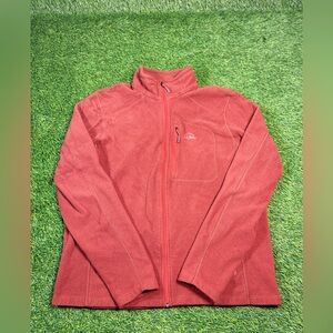 L.L.Bean Full Zip Fleece Jacket Mens Large Rust Red Outdoor Hiking Trail Layer
